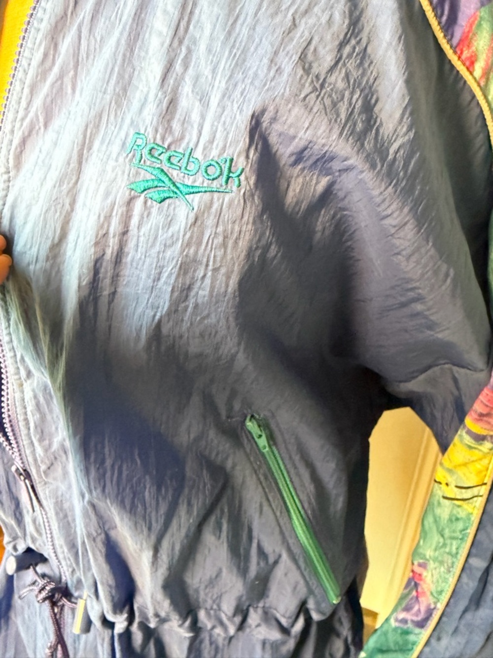 VINTAGE Reebok Jacket Womens Small, Blue Green Windbreaker retro, 1990s - Picture 3 of 9